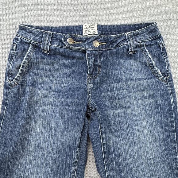 Aeropostale Womens Blue Denim Capri Jeans Size 3/4 Medium Wash Stretch Pockets - Picture 3 of 13